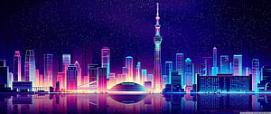 Neon Tokyo Skyline With Tokyo Skytree And Dome At Night HD wallpaper