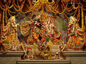 Radha Krishna Jagannath Balabhadra Subhadra Temple Deities HD wallpaper