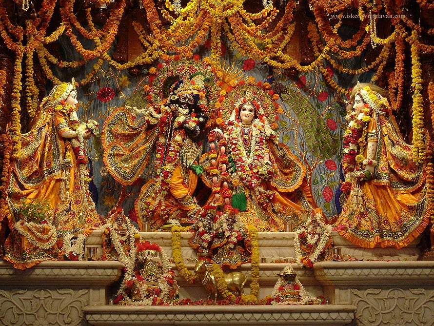 Radha Krishna Jagannath Balabhadra Subhadra Temple Deities HD wallpaper