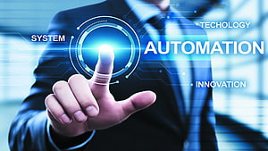 Businessman Interacting with Futuristic Automation Technology Interface, PLC Automation Companies in Chennai HD wallpaper