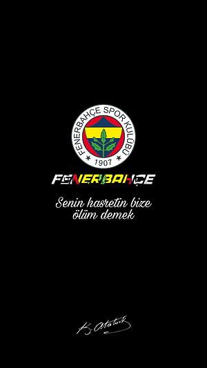 Fenerbahce Spor Kulubu Emblem With Atatürk Quote On Black Background HD phone wallpaper