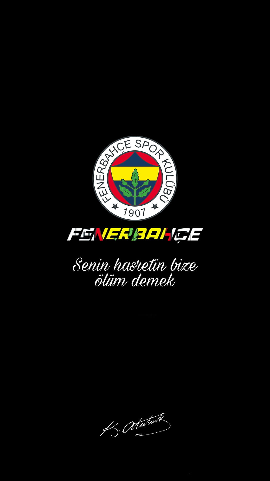 Fenerbahce Spor Kulubu Emblem With Atatürk Quote On Black Background HD phone wallpaper
