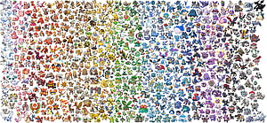 Complete Collection of All Pokemon Species Arranged by Color Spectrum HD wallpaper