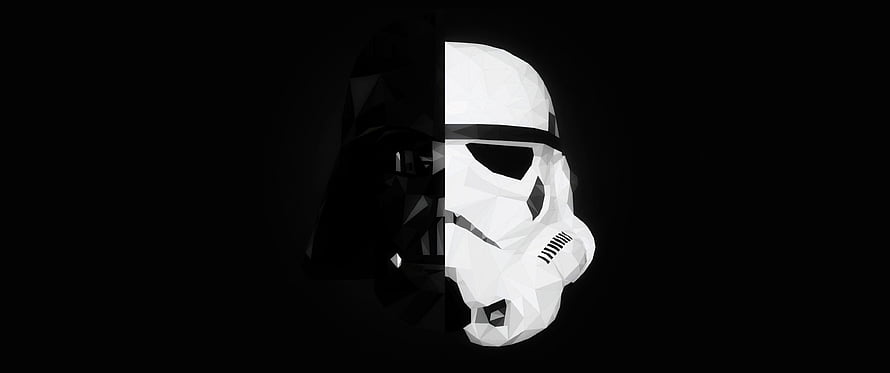 Low Poly Darth Vader and Stormtrooper Split Face Star Wars Vector Art HD wallpaper