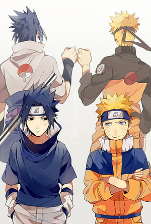Naruto and Sasuke Friendship Artwork in Modern Streetwear Style HD phone wallpaper