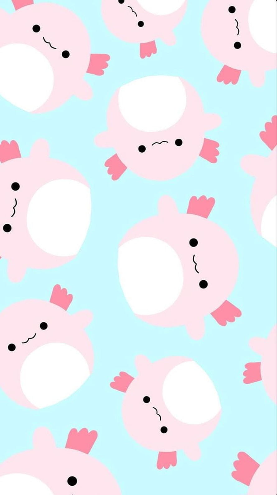 Cute Pink Axolotl Pattern Wallpaper HD phone wallpaper