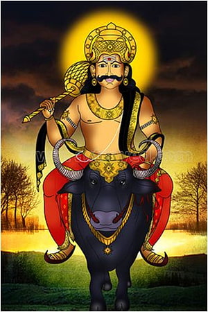 Yamraj Riding Nandi Bull With Golden Halo And Traditional Indian Deity Illustration HD phone wallpaper