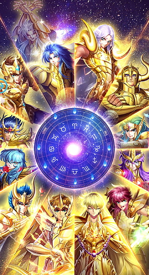 Saint Seiya Gold Saints Zodiac Constellation Wallpaper HD phone wallpaper