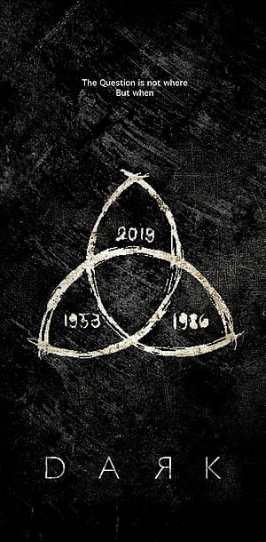 Dark Netflix Series Triangular Symbol with Years 1953 1986 2019 on Dark Textured Background HD phone wallpaper