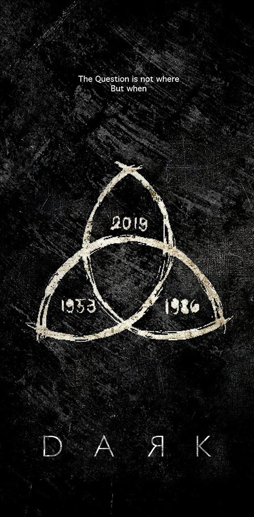 Dark Netflix Series Triangular Symbol with Years 1953 1986 2019 on Dark Textured Background HD phone wallpaper