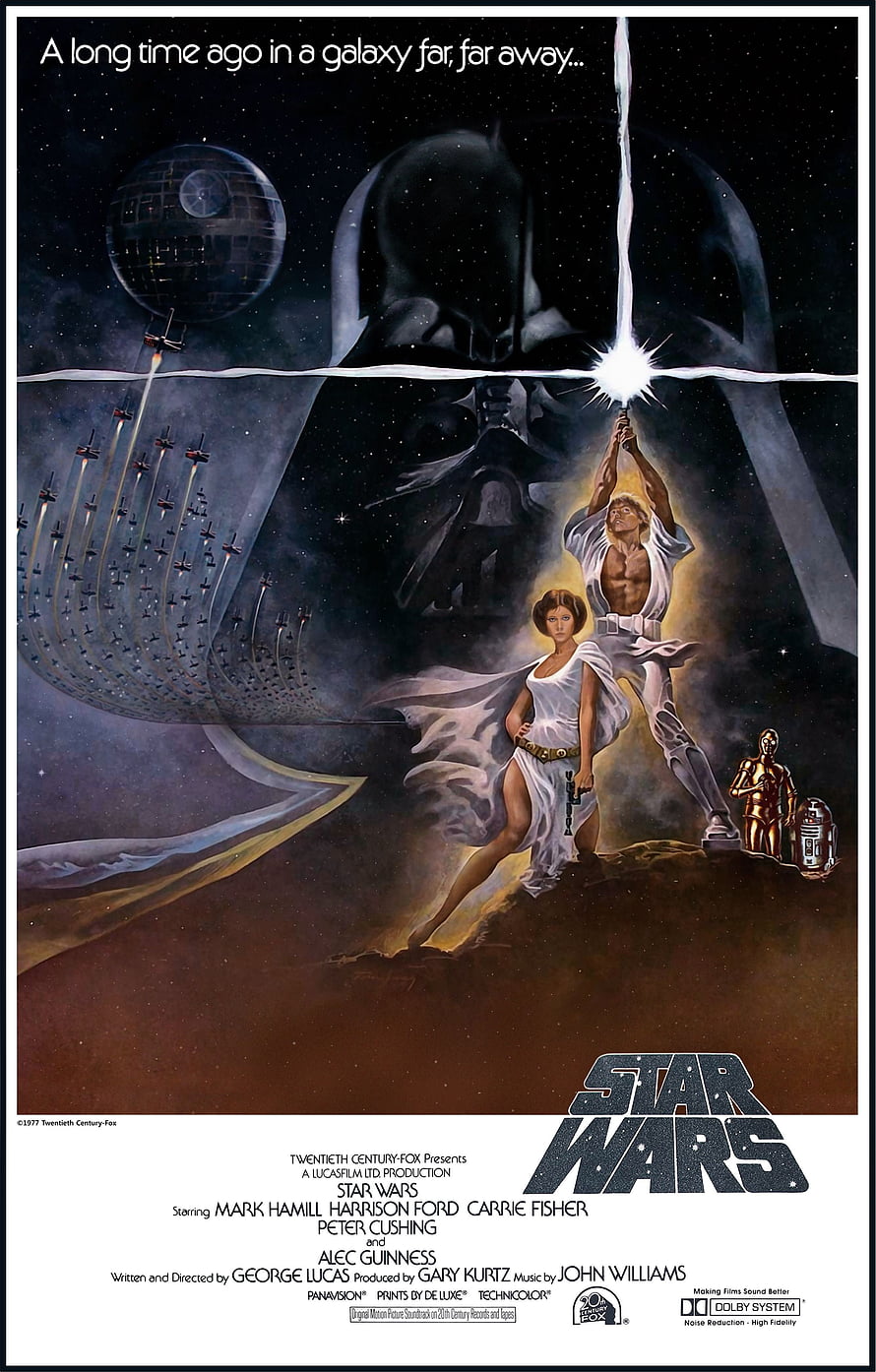 Star Wars Original 1977 Theatrical Movie Poster Featuring Darth Vader and Main Characters HD phone wallpaper