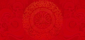 Chinese New Year Red Floral Mandala Background with Traditional Geometric Patterns HD wallpaper