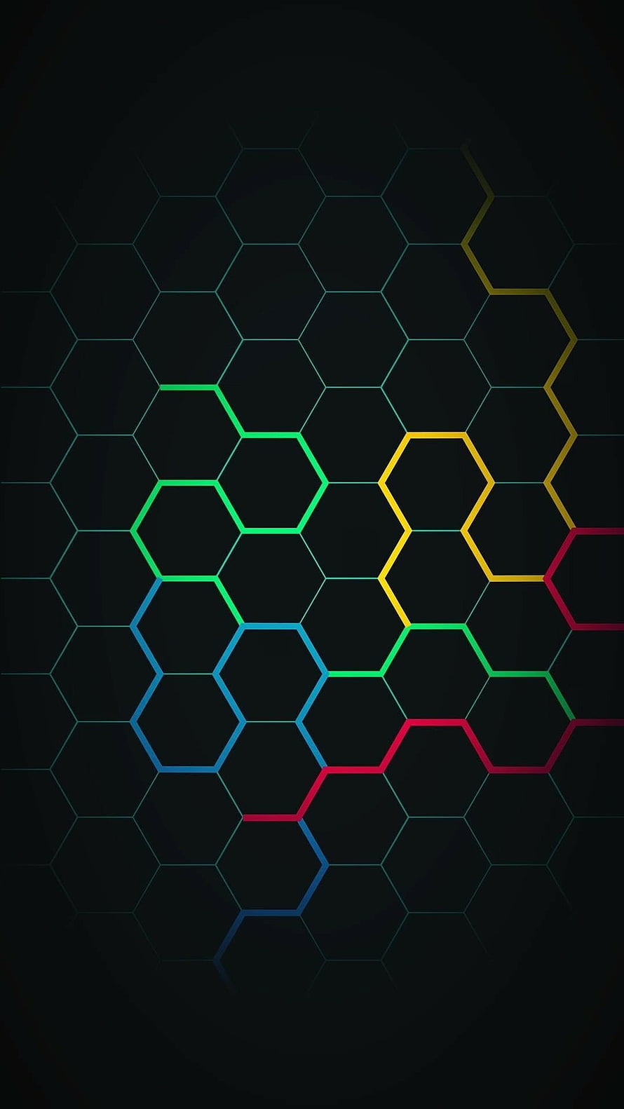 Abstract Colorful Hexagon Grid Pattern On Dark Background HD phone wallpaper