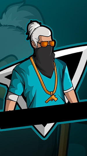 Cartoon Character With White Hair Bun, Sunglasses, And Gold Gun Pendant HD phone wallpaper