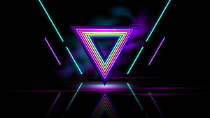 Neon Triangle Abstract Background With Glowing Lines And Reflection HD wallpaper