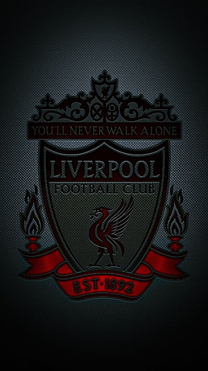 Liverpool Football Club Crest with Liver Bird and Flames on Dark Textured Background HD phone wallpaper