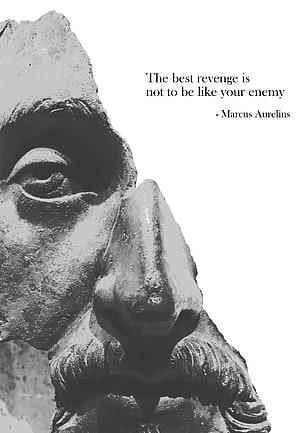 Marcus Aurelius Stone Bust Close-Up with Stoic Philosophy Quote HD phone wallpaper