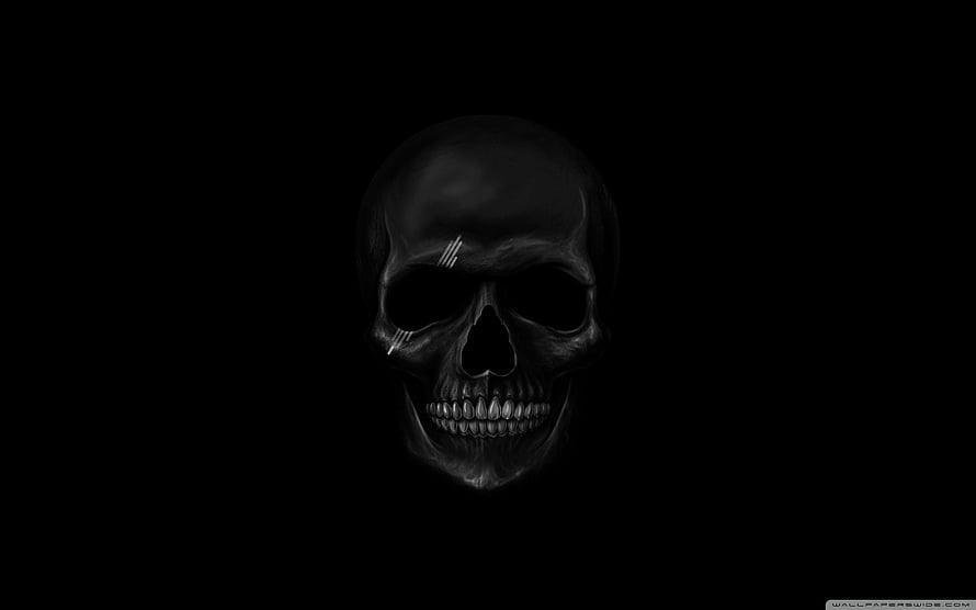 Dark Realistic Human Skull With Scratches On Black Background, Black Skull - , Black Skull Background on Bat, High Resolution Skull HD wallpaper