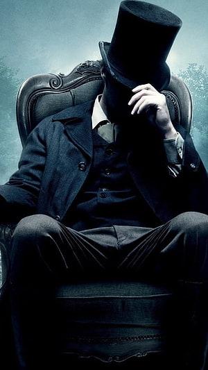 Mysterious Faceless Gentleman in Top Hat and Victorian Suit Sitting in Ornate Chair, Single Boy Attitude, Mysterious HD phone wallpaper