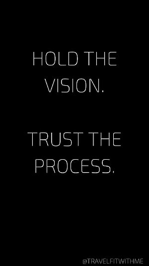Minimalist Black Background with White Text Reading Hold the Vision Trust the Process HD phone wallpaper