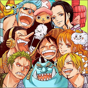One Piece Straw Hat Pirates Crew Group Portrait Anime Illustration HD phone wallpaper
