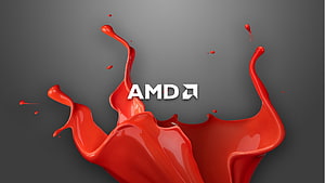 AMD Logo With Dynamic Red Liquid Splash On Dark Gray Background HD wallpaper