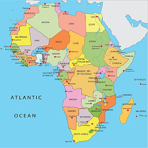 Colorful Political Map of Africa Showing All Countries and Capital Cities HD wallpaper