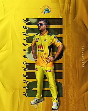 MS Dhoni Captain of Chennai Super Kings in Yellow Mynta Jersey HD phone wallpaper