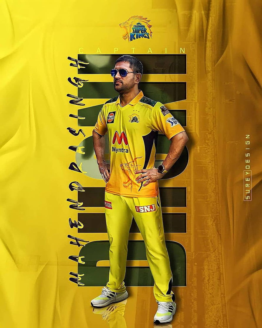 MS Dhoni Captain of Chennai Super Kings in Yellow Mynta Jersey HD phone wallpaper