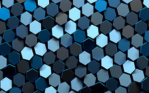 Abstract 3D Hexagon Pattern with Blue and Gray Honeycomb Texture HD wallpaper