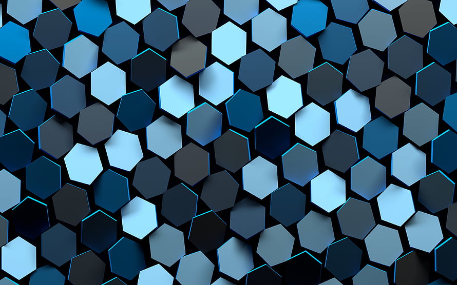 Abstract 3D Hexagon Pattern with Blue and Gray Honeycomb Texture HD wallpaper