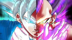 Dragon Ball Ultra Ego Vegeta Versus Mastered Ultra Instinct Goku Face-Off HD wallpaper