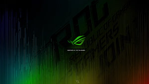 ASUS ROG Republic of Gamers Green Logo on Dark Background with Digital Rain Effect HD wallpaper