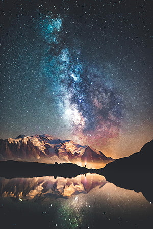Milky Way Galaxy Arching Over Mont Blanc Mountain Range With Perfect Lake Reflection HD phone wallpaper