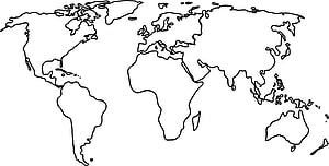 Simple Black And White World Map Outline For Coloring And Educational Use HD wallpaper