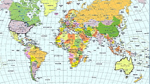 Detailed Political World Map with Country Borders and Ocean Labels HD wallpaper