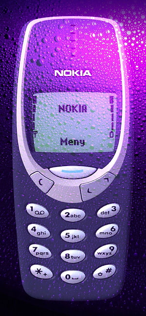 Nokia 3310 Classic Mobile Phone with Purple Water Droplet Effect HD phone wallpaper