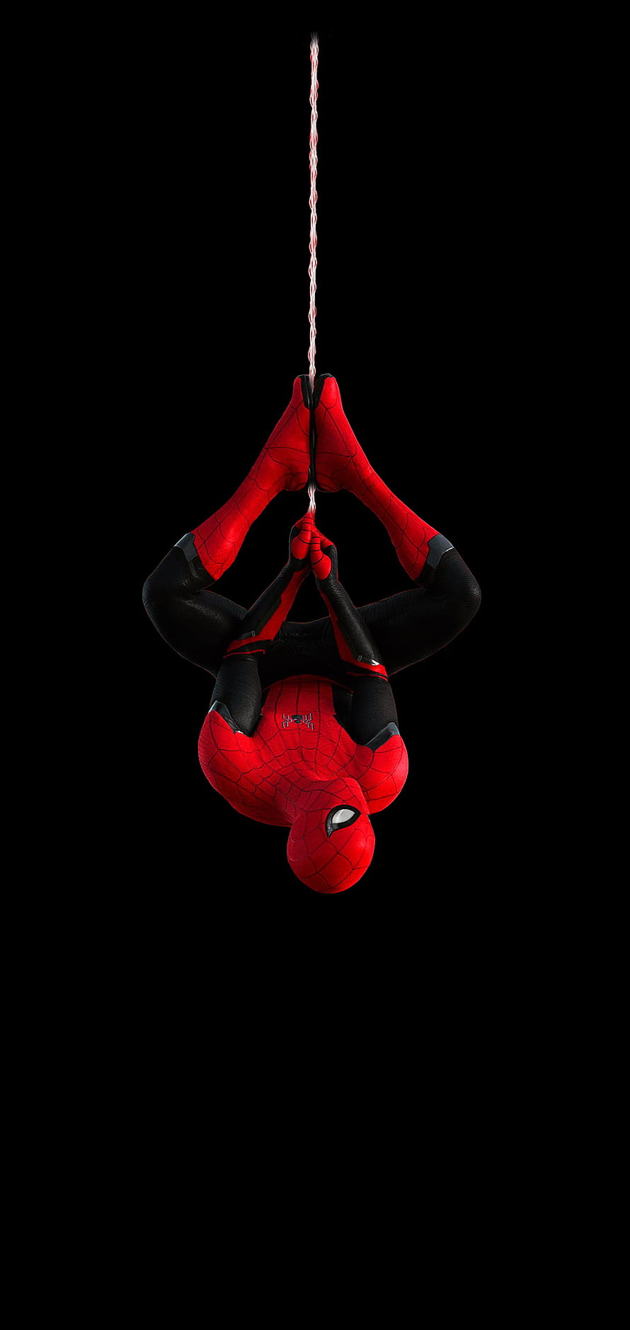 Spider-Man Hanging Upside Down on Web Against Black Background, Spiderman on Black for the Note 10/: Note10, Spiderman Punch Hole HD phone wallpaper