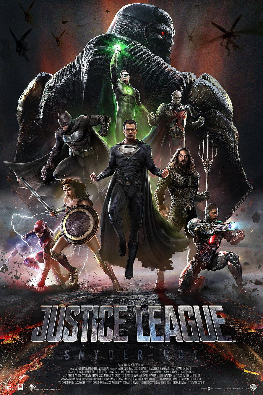 Justice League Snyder Cut Movie Poster Featuring Superman, Batman, Wonder Woman, Aquaman, Cyborg, Flash, and Green Lantern, Justice League Snyder Cut Batman , Justice League 2021 HD phone wallpaper