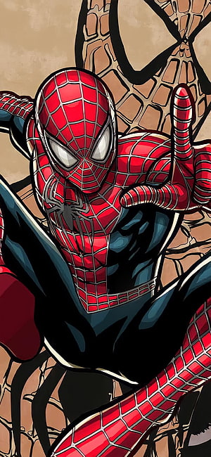 Spider-Man Classic Red and Blue Suit Comic Art Portrait, Spider-Man Tobey M, Red, Superheroes, No_way_home, Batman, Heroes, Ironman, Avengers, Marvel, Spiderman HD phone wallpaper