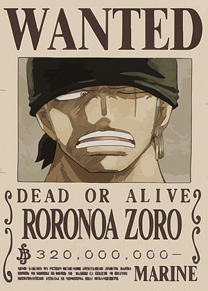 Roronoa Zoro Wanted Poster from One Piece with Marine Bounty HD phone wallpaper