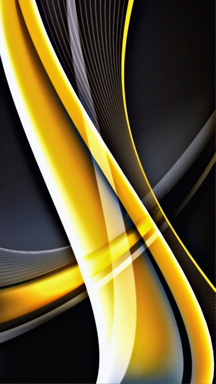 Abstract 3D Yellow and Black Fluid Waves with Modern Curved Design HD phone wallpaper