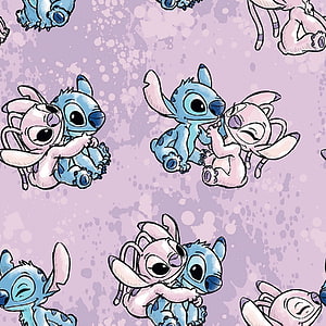 Cute Stitch and Angel Hugging Seamless Pattern Wallpaper HD phone wallpaper