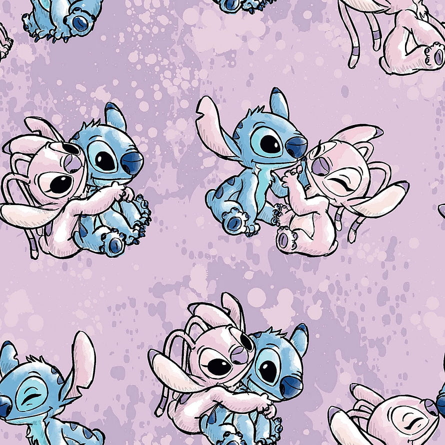 Cute Stitch and Angel Hugging Seamless Pattern Wallpaper HD phone wallpaper