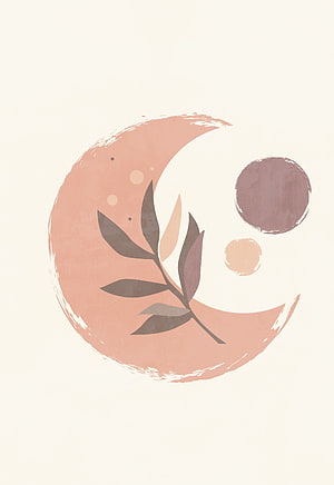 Abstract Minimalist Moon and Leaf Art with Earthy Tones HD phone wallpaper