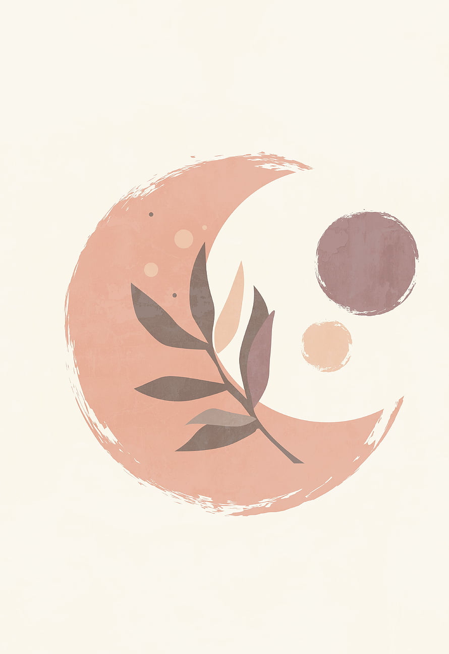 Abstract Minimalist Moon and Leaf Art with Earthy Tones HD phone wallpaper