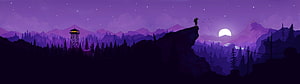 Silhouette of a Hiker on a Cliff Edge Overlooking a Purple Mountain Range at Night HD wallpaper