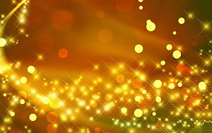 Golden bokeh light particles with sparkling stars and warm amber glow HD wallpaper