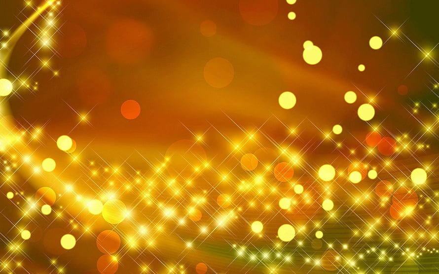Golden bokeh light particles with sparkling stars and warm amber glow HD wallpaper