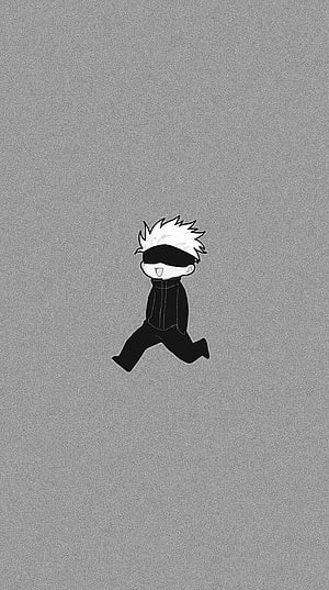 Chibi Gojo Satoru Running Blindfolded Minimalist Anime Illustration HD phone wallpaper